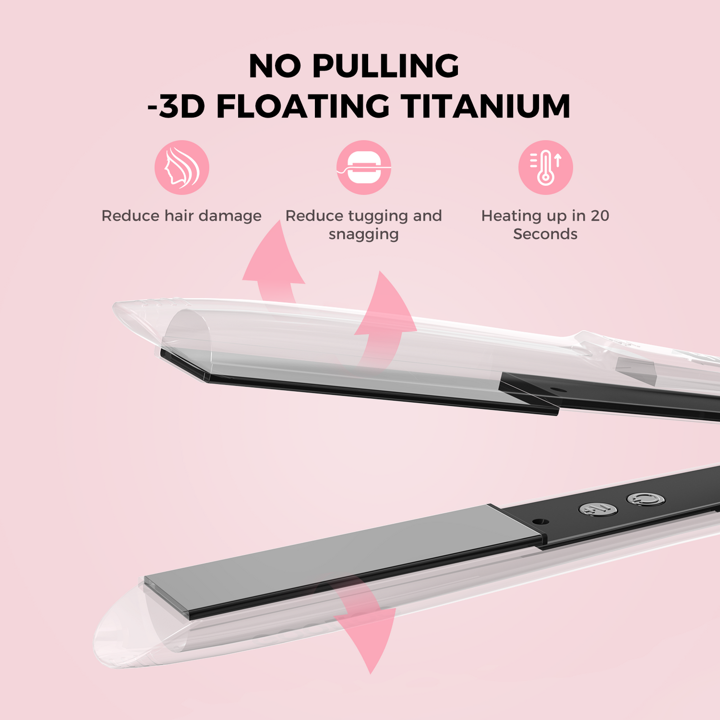 Goolioo Hair Straightener, 1 inch Flat Iron Hair Straightening, Fast Heating, Dual Voltage, Pink