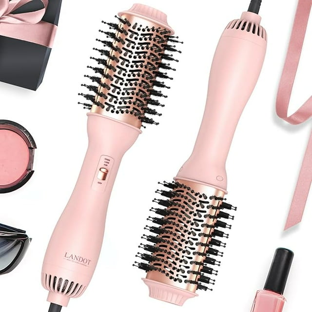 Goolioo Hair Dryer Brush, Hair Dryer Brush Blow Dryer Brush in One, Hot Air Brush with Negative Ion for Styling, Pink