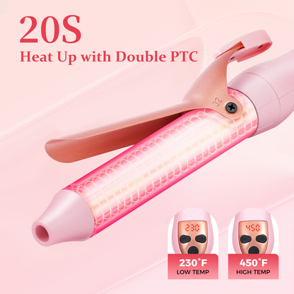 Goolioo 5 in 1 Curling Iron Set, Curling Wand set with Flat Iron Hair Straightener, Dual Voltage Hair Curler,Pink